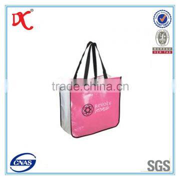 Cute waterproof christmas non woven fabric plastic shopping pink bag