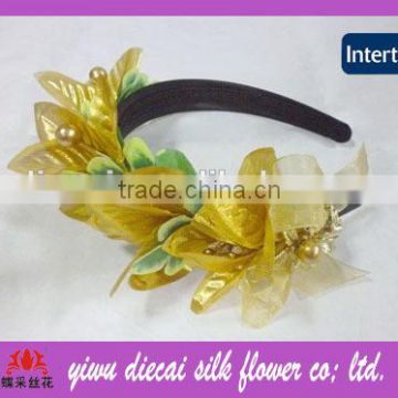 Cute artificial gold green leaves decorative hair headband