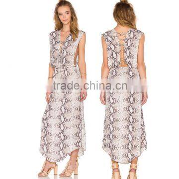 2016 European and American loose sleeveless chiffon sexy dress