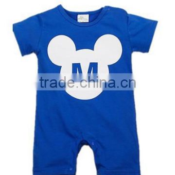 character printed short sleeve summer romper blue baby romper plain