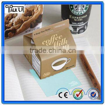 Novelty design student loose leaf milk bottle memo pad/Promoting coffee milk memo pad/square box cube memo note pad