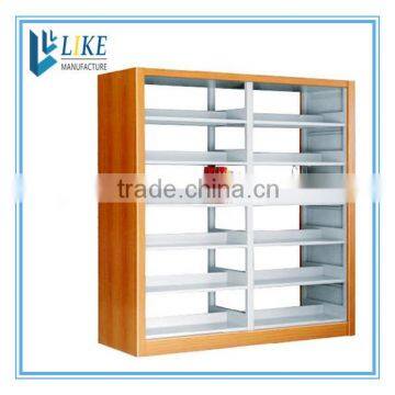 Customized 2 group 6 shelves detachable wooden steel library bookshelf