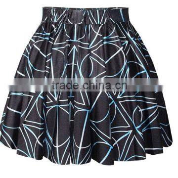 2015 Fashion Women Girl's Summer Stylish Pattern Print Elastic Waist Short Mini Skirts