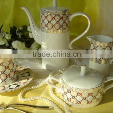 15 pcs flower designe gorgeous gold line of bone china coffee set the new gift item