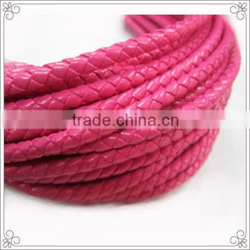 Showy Pink 6mm Braided Bolo Leather Cord for DIY Jewelry Making