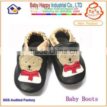 wholesale soft sole bear pattern baby leather shoes for prewalker