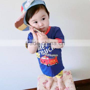 New Design Solid Color Child Clothes Frock Cotton One Piece Children Clothing Set