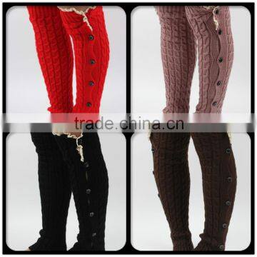 Girls warm knit elastic leg warmer high knee crochet leg warmer boots                        
                                                Quality Choice