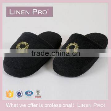 Linen Pro Thick Sole Embroidery Logo Luxury Hotel Slippers