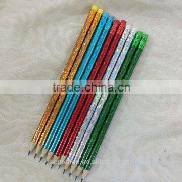 Standard size round shape laser film pencil sharpened with eraser