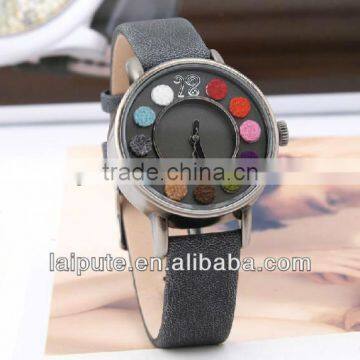 2013 hot seller popular leather strap watch with Japan movt