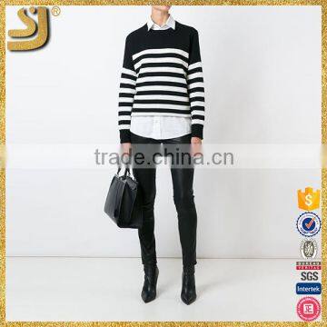 Hot Sell Woman Fashion Suit Stripe Wool Sweater photo-2