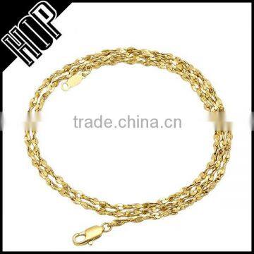 2mm Gold Plated Twist Nugget Chain Necklace