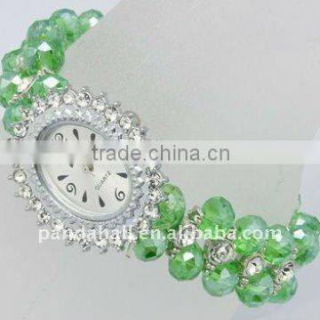 Glass Crystal Wristwatch Jewelery Bangle Bracelets(BJEW-Q011-9)