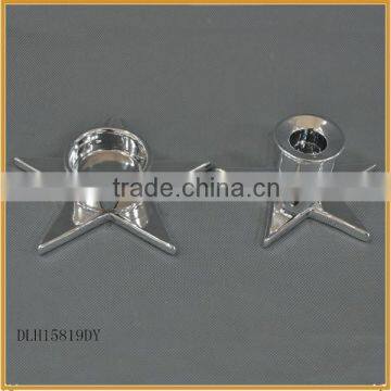 mini silver ceramic christmas star shape candle holders
