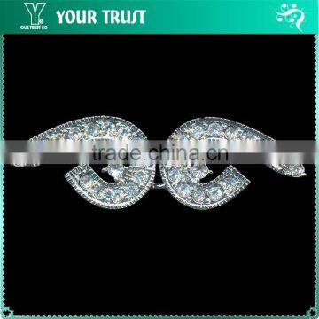 3MM Clear Crystal Garment Jewelry Rhinestone Rhodium Metal Pair Buckle