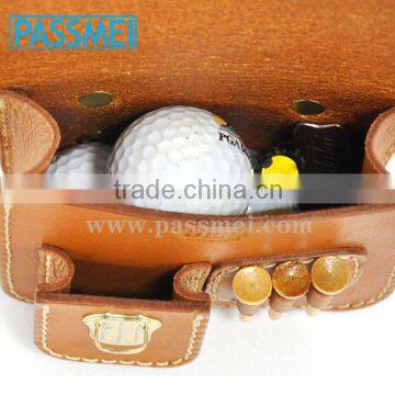 Vegetable Tanned Genuine Leather Belt Golf Ball Accessories Bag photo-3