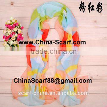 Plain silk chiffon scarf