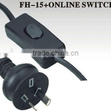 Australia SAA approved power cord with 303 switch