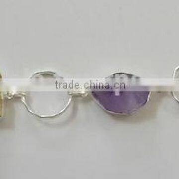 Amethyst & Citrine Rough 925 Sterling Silver Bracelet, Designer Sterling Silver Jewelry, 925 Designer Jewelry