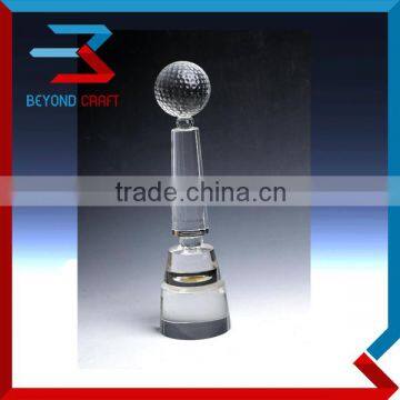 Tall Crystal Glass Golf Ball Trophy for Tour Match