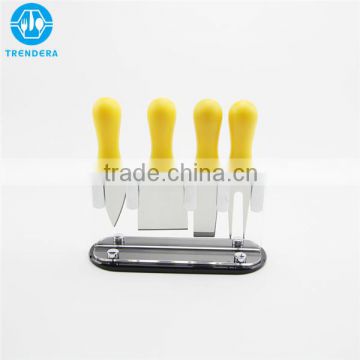 Trendy cheese tools rubber handle cheese knife set