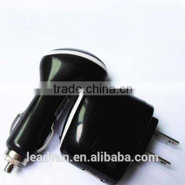 Cheap Black And White Ring 2 in 1 Travel Charger Car Charger