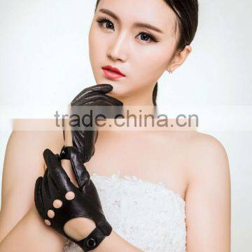 2015 Spring new collection sheep skin leather riding glove ladies styles