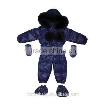 popular style new design jumpsuits for kid winter baby down coat with fur hood