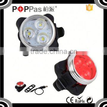 2015NEW arrival POPPAS S620 High Brightness LED Tail light USB bicycle front light