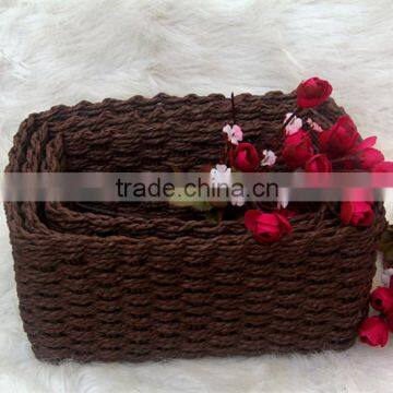 wicker baskets, set of 3-color brown