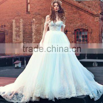 (MY0920) MARRY YOU 2016 Bridal Gowns Corset Lace Bodice Cinderella Ball Gown Wedding Dresses Long Train