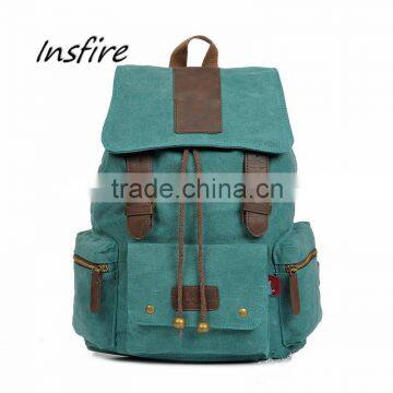 2016 Canvas Leather Backpack Leisure Mens Messenger Bag photo-4