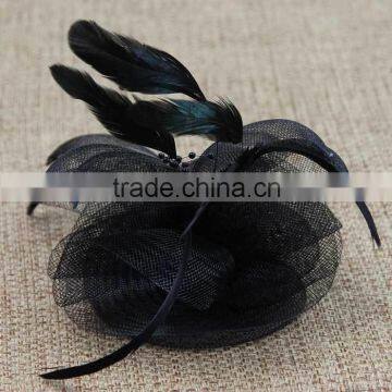 2015 Pin Hot Black Flower Feather Organza Mesh Hair Clip Fascinator Wedding photo-2