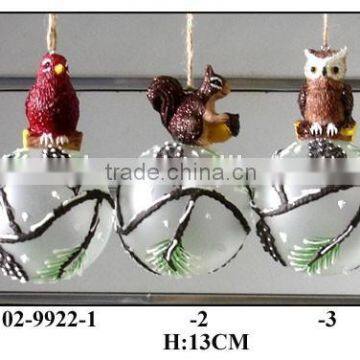 Ball-shaped Chirstmas Tree Hanging with Animal Figurine