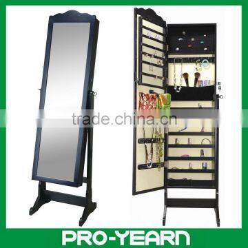 Floor Standing Wooden Mirror Jewellery Cabinet for Jewelry Storage Display and Dressing Make Up with Modern DIY Furniture Design