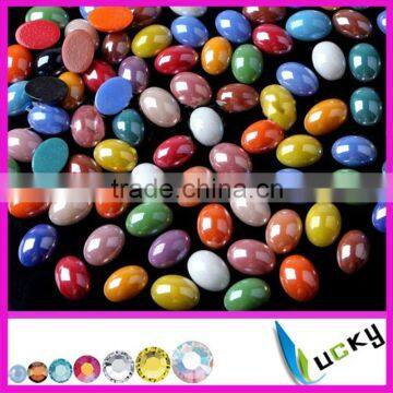 Wholesale mix color flat back oval CERAMIC beads shiny beads for decoration