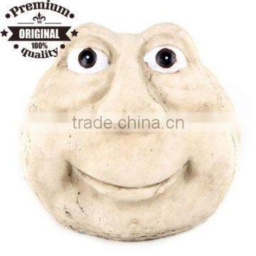 resin stone effect smiling face painted hollow stone garden decoration