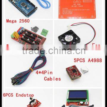 China supplier Ramps 1.4+Mega 2560 + Heatbed Mk2b+12864 LCD Controller+5Pcs A4988 Driver+6Pcs Endstops+Fan For 3D Printer