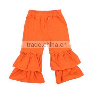 Wholesale 2016 Popular Design Toddlers Leggings Orange Double Ruffle Pants For Girls