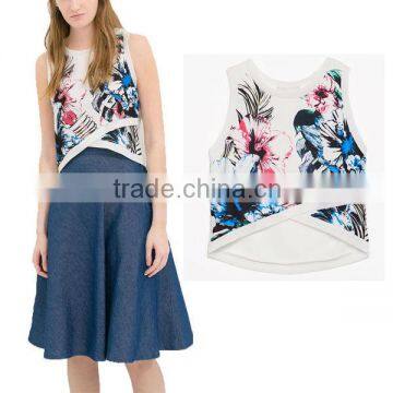 Summer Hot Selling ! Sleeveless Crossover Top!Hawaii style ! Printing Top
