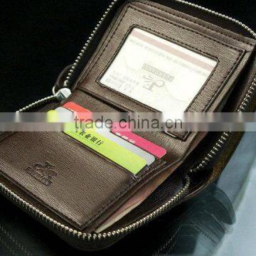 Billfold Multi Pockets Purse Card Holder Mens Zipper Leather Wallet photo-4