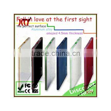 Super slim 4.5mm credit card power bank 1800mah with LED indicators for mobile phone/mp4/mp3/iphone/ipad