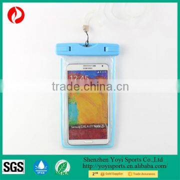 PVC mobile phone Waterproof Pouch with Glow Stick and Glow Lanyard waterproof travel pouch