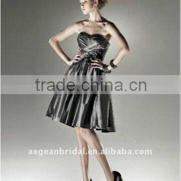 2011 Metalic ash silk taffeta A line cocktail dress supplier En2521