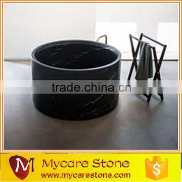 Black marquina marble stone bathtub cut from one block