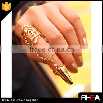 Hollow Rose Nail Chain Connect Fashion Ring,Link Design Nail Ring