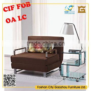 hot sale in UK modern design foldable sofa cum bed, fabric Sofa chair with steel legs