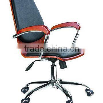 swivel wood chair with pu and nylon casters AB-175
