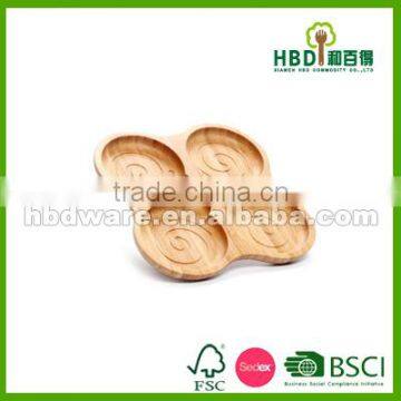 High Quality Wooden Bamboo Segment Sauce Plate